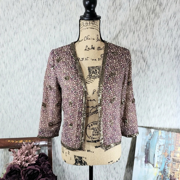 Love 21 Bohemian Sequin Lined Jacket GUC XS - Picture 2 of 9